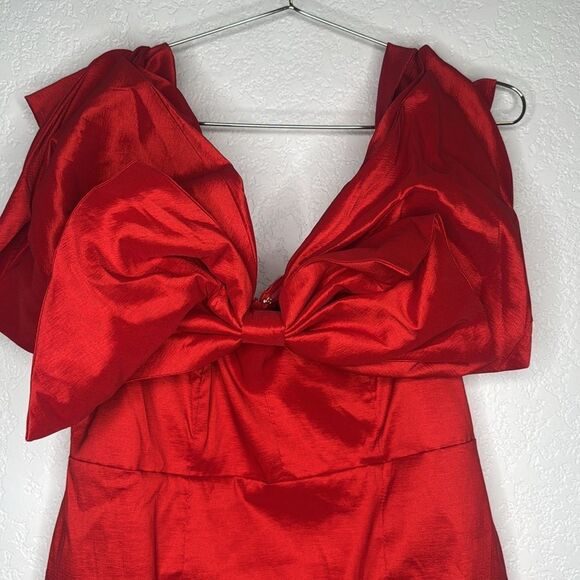 NWT Bardot Mini Bow Dress Anthropologie Red Size 12 - Picture 4 of 12